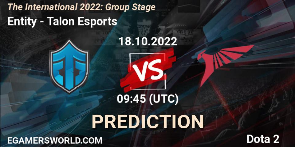 Entity vs Talon Esports: Match Prediction. 18.10.22, Dota 2, The International 2022: Group Stage