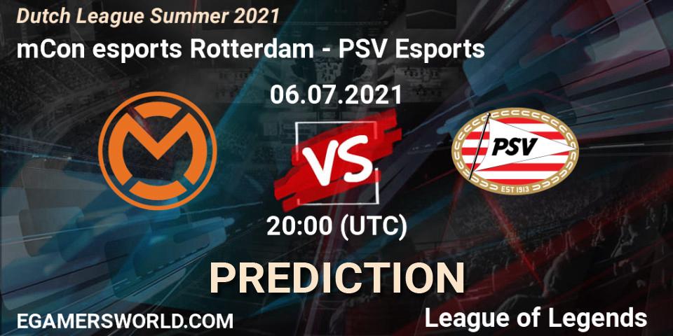 mCon esports Rotterdam vs PSV Esports: Match Prediction. 06.07.2021 at 20:00, LoL, Dutch League Summer 2021