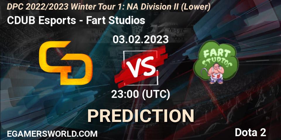 CDUB Esports vs Fart Studios: Match Prediction. 03.02.23, Dota 2, DPC 2022/2023 Winter Tour 1: NA Division II (Lower)