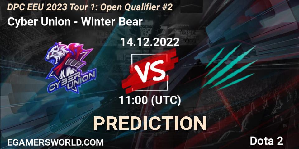 Cyber Union vs Winter Bear: Match Prediction. 14.12.22, Dota 2, DPC EEU 2023 Tour 1: Open Qualifier #2