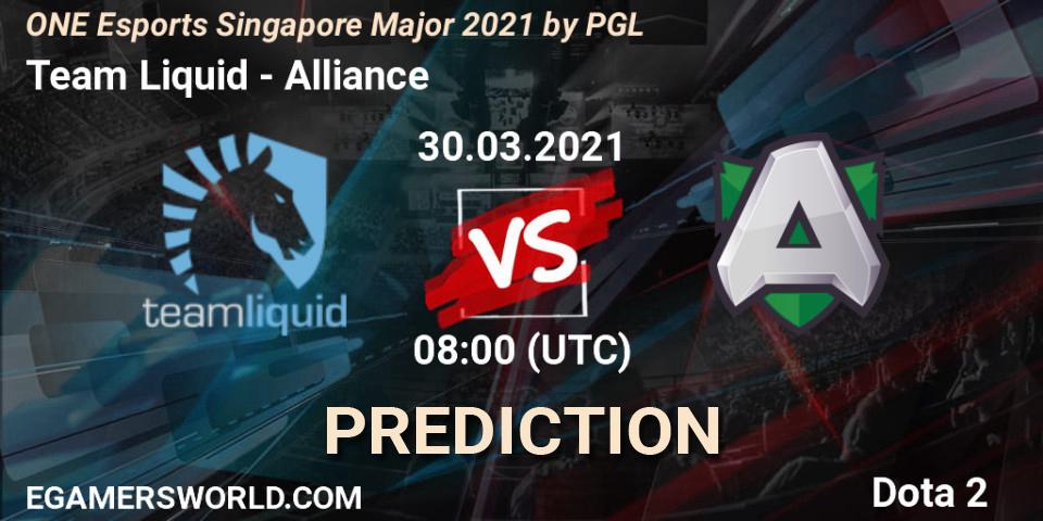 Team Liquid vs Alliance: Match Prediction. 30.03.2021 at 08:40, Dota 2, ONE Esports Singapore Major 2021