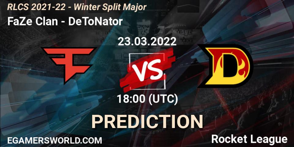 FaZe Clan vs DeToNator: Match Prediction. 23.03.2022 at 18:00, Rocket League, RLCS 2021-22 - Winter Split Major