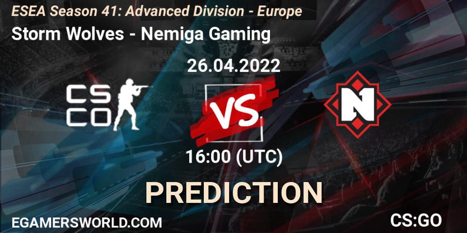 Storm Wolves vs Nemiga Gaming: Match Prediction. 26.04.2022 at 16:00, Counter-Strike (CS2), ESEA Season 41: Advanced Division - Europe