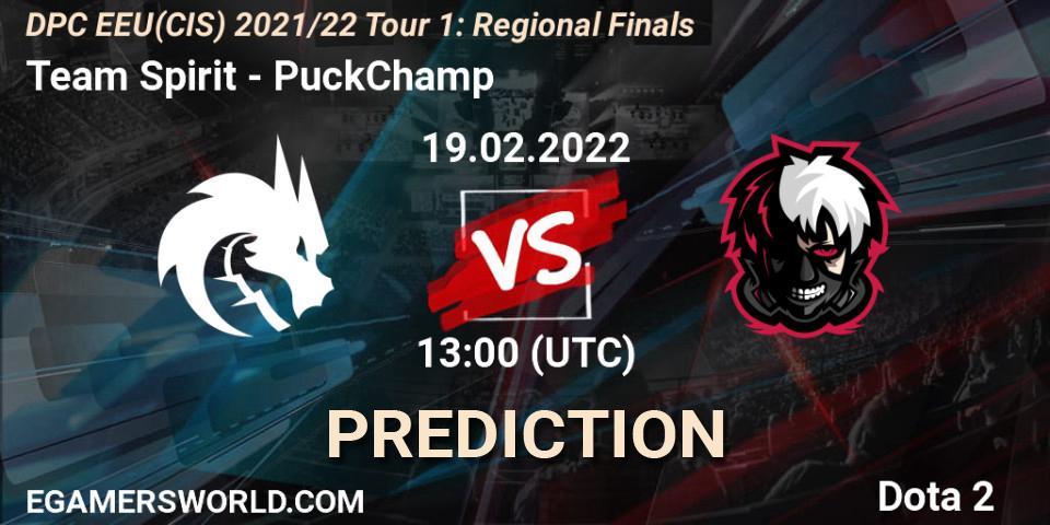 Team Spirit vs PuckChamp: Match Prediction. 19.02.22, Dota 2, DPC EEU(CIS) 2021/22 Tour 1: Regional Finals