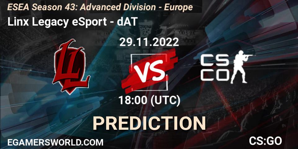 Linx Legacy eSport vs sickboyzz: Match Prediction. 29.11.22, CS2 (CS:GO), ESEA Season 43: Advanced Division - Europe