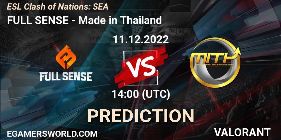 FULL SENSE vs Made in Thailand: Match Prediction. 11.12.22, VALORANT, ESL Clash of Nations: SEA