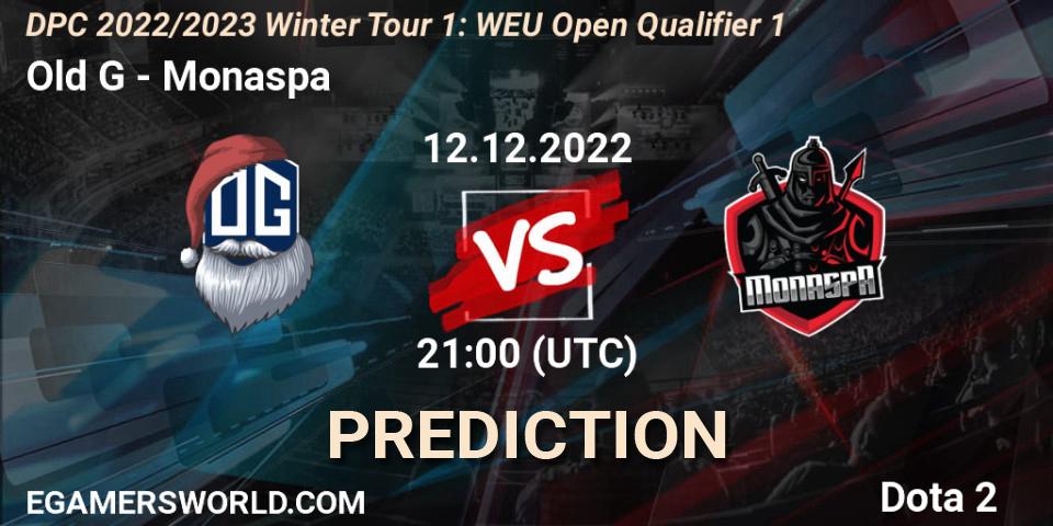 Old G vs Monaspa: Match Prediction. 12.12.2022 at 21:00, Dota 2, DPC 2022/2023 Winter Tour 1: WEU Open Qualifier 1