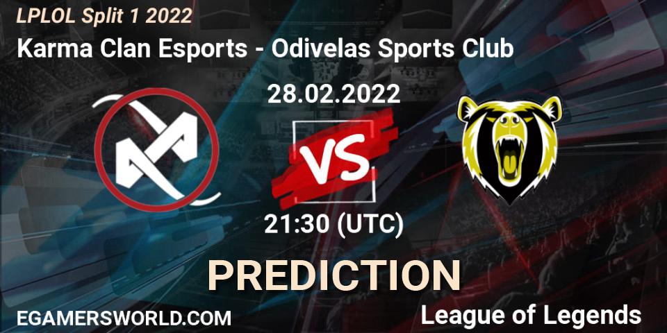 Karma Clan Esports vs Odivelas Sports Club: Match Prediction. 28.02.2022 at 21:30, LoL, LPLOL Split 1 2022