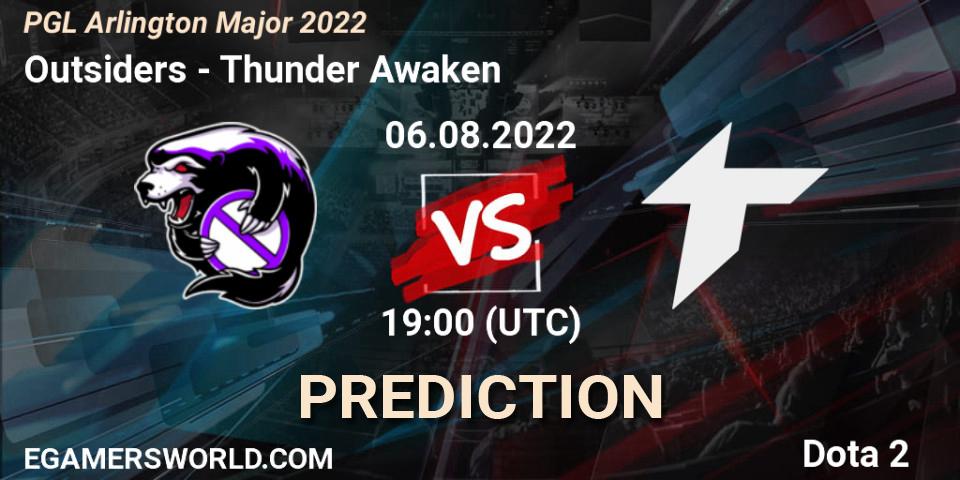 Outsiders vs Thunder Awaken: Match Prediction. 06.08.2022 at 19:30, Dota 2, PGL Arlington Major 2022 - Group Stage
