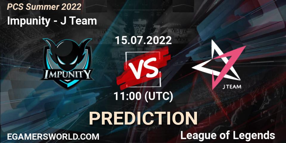 Impunity vs J Team: Match Prediction. 15.07.2022 at 11:00, LoL, PCS Summer 2022