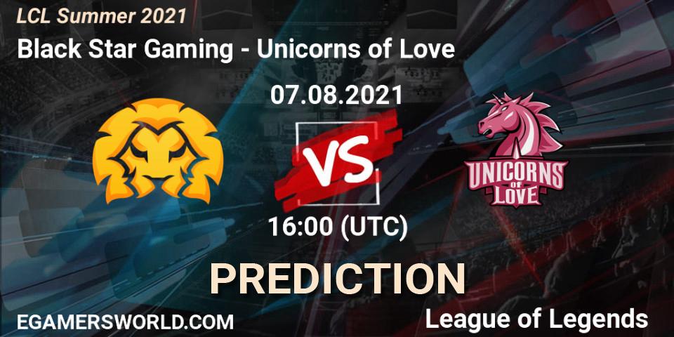 Black Star Gaming vs Unicorns of Love: Match Prediction. 07.08.2021 at 16:00, LoL, LCL Summer 2021