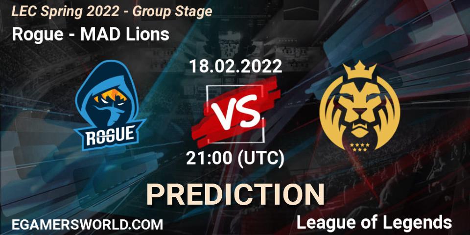 Rogue vs MAD Lions: Match Prediction. 18.02.2022 at 21:10, LoL, LEC Spring 2022 - Group Stage