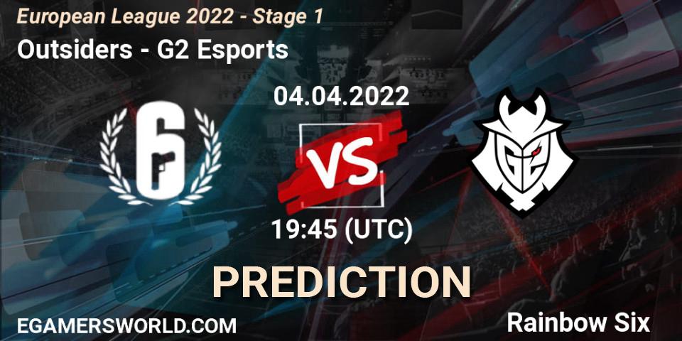 Outsiders vs G2 Esports: Match Prediction. 04.04.2022 at 19:45, Rainbow Six, European League 2022 - Stage 1