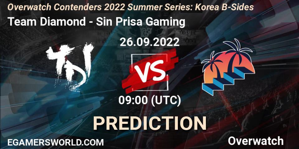 Team Diamond vs Sin Prisa Gaming: Match Prediction. 26.09.2022 at 09:00, Overwatch, Overwatch Contenders 2022 Summer Series: Korea B-Sides