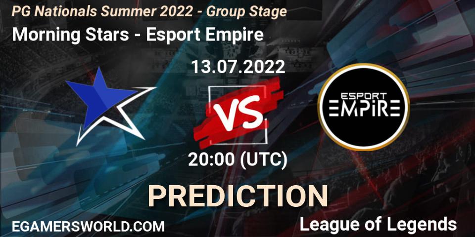 Morning Stars vs Esport Empire: Match Prediction. 13.07.2022 at 20:00, LoL, PG Nationals Summer 2022 - Group Stage
