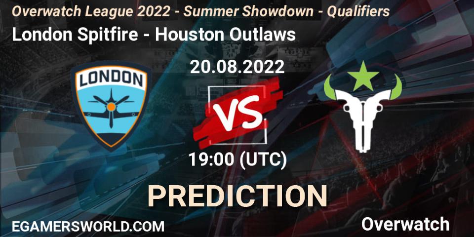 London Spitfire vs Houston Outlaws: Match Prediction. 20.08.22, Overwatch, Overwatch League 2022 - Summer Showdown - Qualifiers