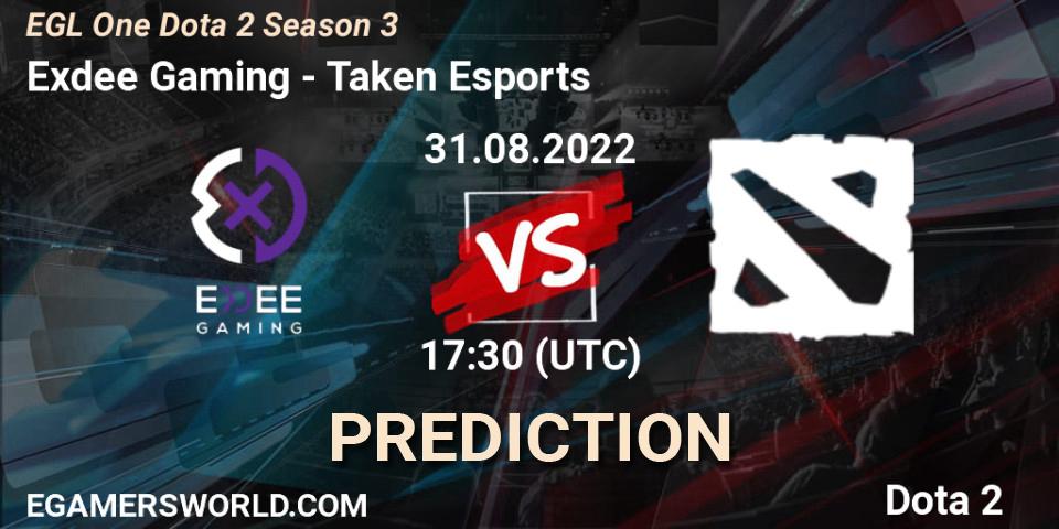 Exdee Gaming vs Taken Esports: Match Prediction. 31.08.2022 at 17:34, Dota 2, EGL One Dota 2 Season 3