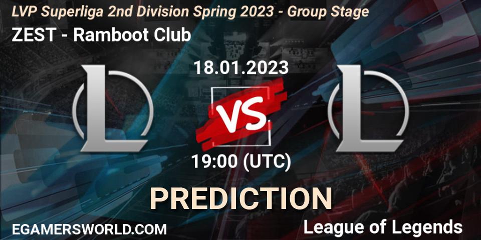 ZEST vs Ramboot Club: Match Prediction. 18.01.23, LoL, LVP Superliga 2nd Division Spring 2023 - Group Stage