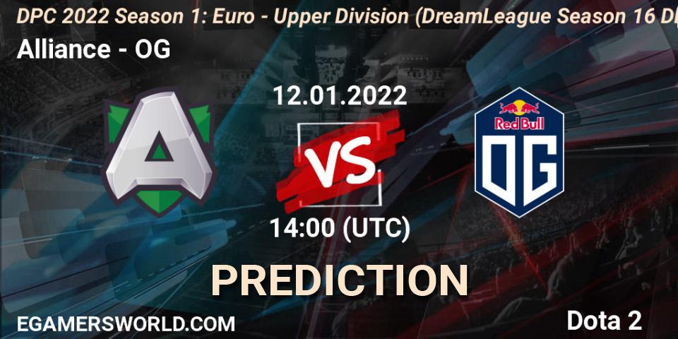 Alliance vs OG: Match Prediction. 12.01.22, Dota 2, DPC 2022 Season 1: Euro - Upper Division (DreamLeague Season 16 DPC WEU)