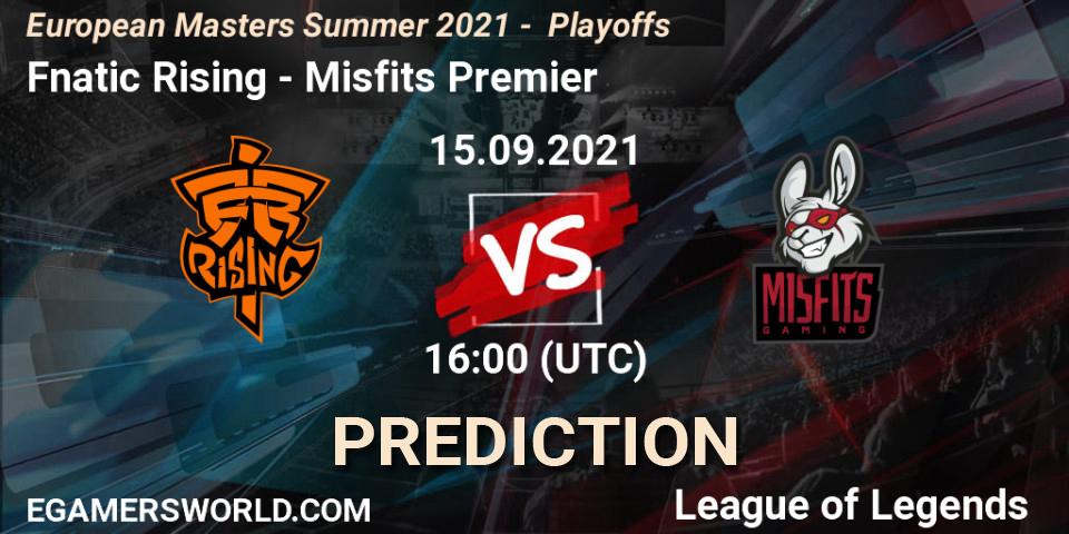 Fnatic Rising vs Misfits Premier: Match Prediction. 15.09.21, LoL, European Masters Summer 2021 - Playoffs