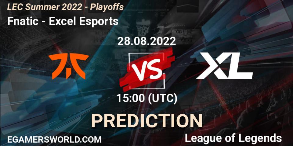 Fnatic vs Excel Esports: Match Prediction. 28.08.22, LoL, LEC Summer 2022 - Playoffs