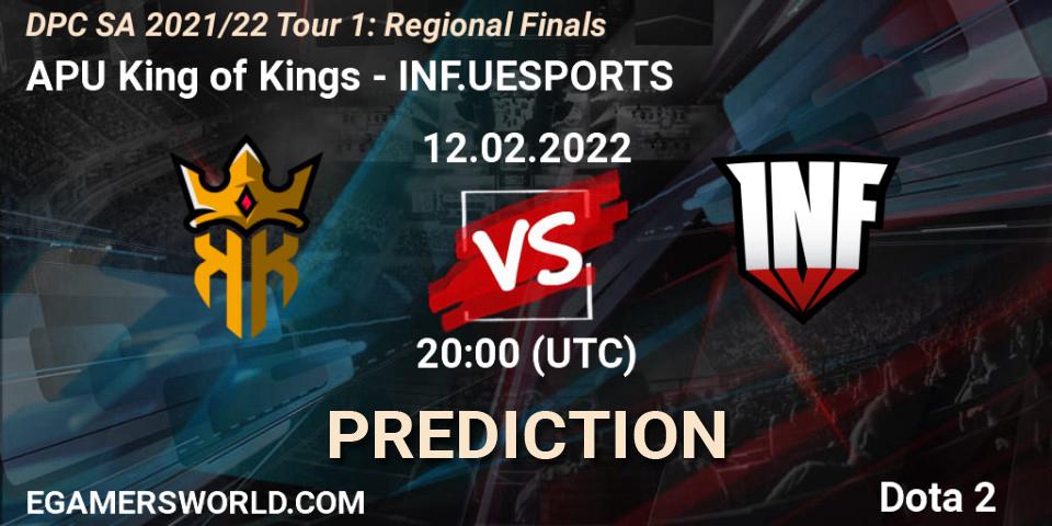 APU King of Kings vs INF.UESPORTS: Match Prediction. 12.02.2022 at 20:06, Dota 2, DPC SA 2021/22 Tour 1: Regional Finals