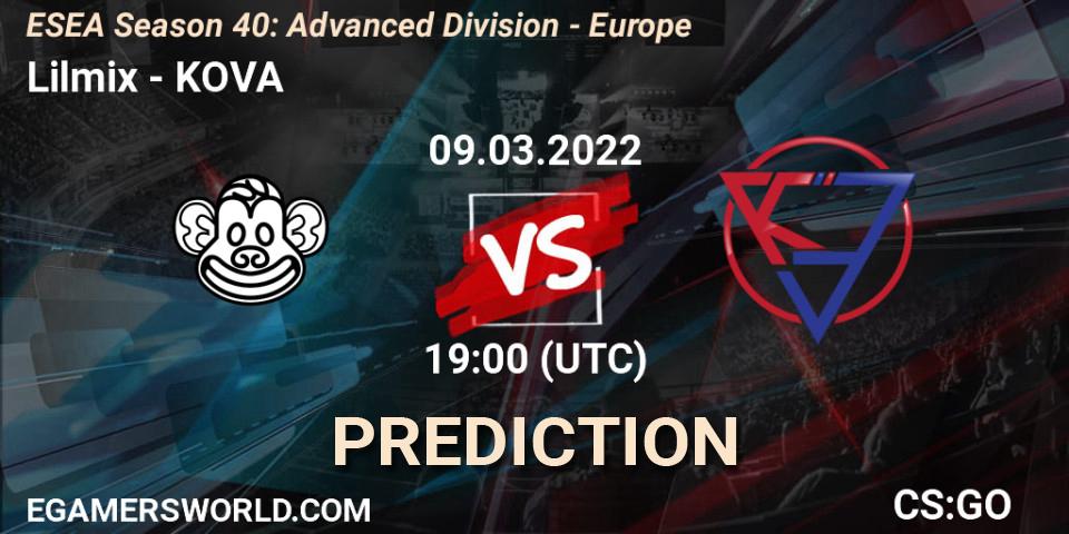 Lilmix vs KOVA: Match Prediction. 10.03.2022 at 13:00, Counter-Strike (CS2), ESEA Season 40: Advanced Division - Europe