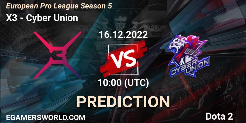 X3 vs Cyber Union: Match Prediction. 16.12.22, Dota 2, European Pro League Season 5