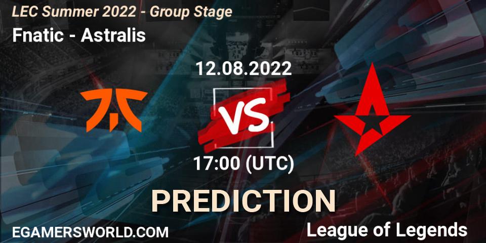 Fnatic vs Astralis: Match Prediction. 12.08.2022 at 19:00, LoL, LEC Summer 2022 - Group Stage