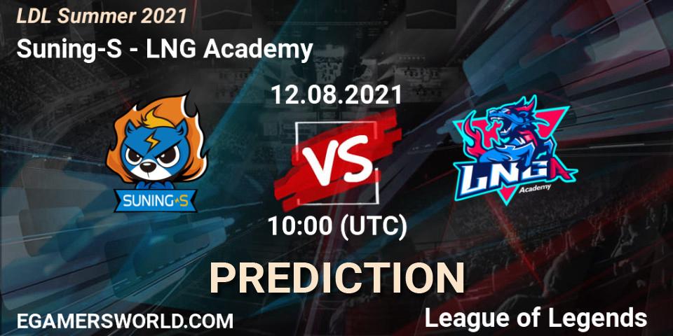Suning-S vs LNG Academy: Match Prediction. 12.08.2021 at 10:20, LoL, LDL Summer 2021