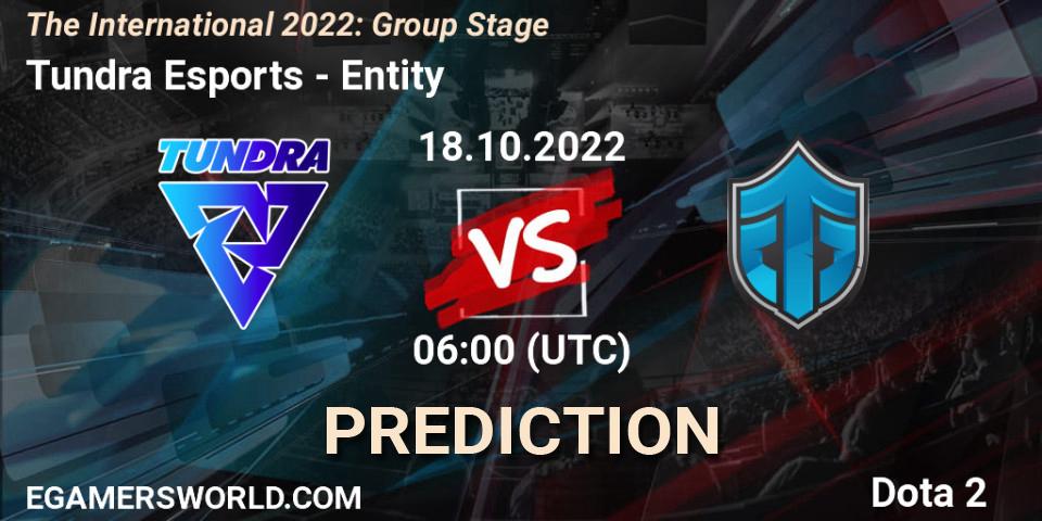 Tundra Esports vs Entity: Match Prediction. 18.10.2022 at 06:17, Dota 2, The International 2022: Group Stage