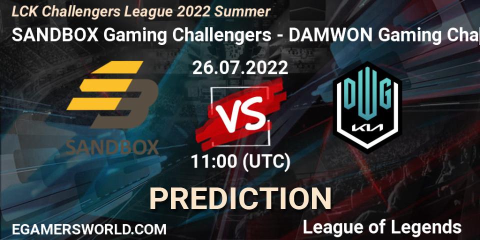 SANDBOX Gaming Challengers vs DAMWON Gaming Challengers: Match Prediction. 26.07.22, LoL, LCK Challengers League 2022 Summer