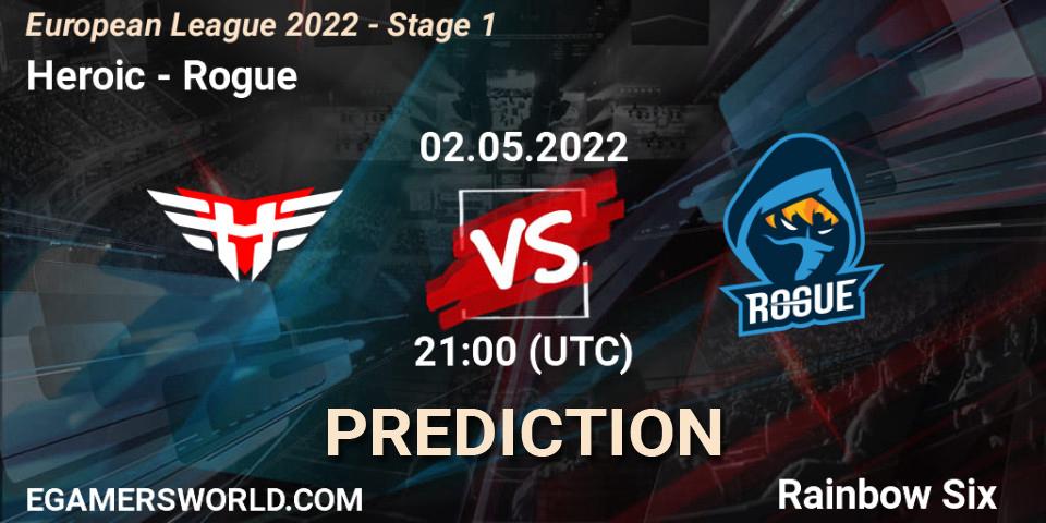 Heroic vs Rogue: Match Prediction. 02.05.2022 at 19:45, Rainbow Six, European League 2022 - Stage 1