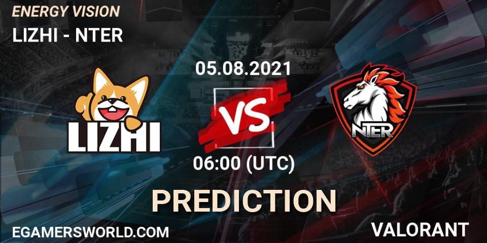 LIZHI vs NTER: Match Prediction. 05.08.2021 at 06:00, VALORANT, ENERGY VISION