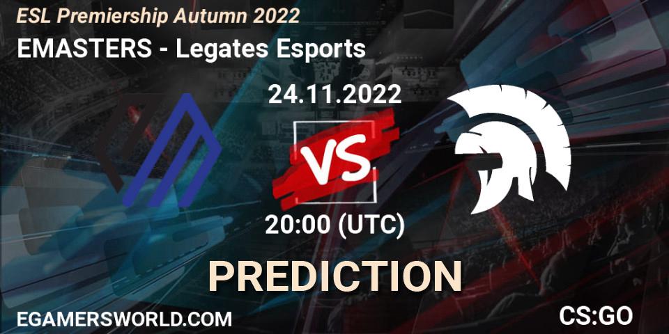EMASTERS vs Legates Esports: Match Prediction. 24.11.2022 at 20:00, Counter-Strike (CS2), ESL Premiership Autumn 2022