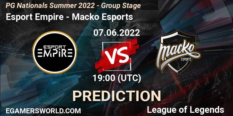 Esport Empire vs Macko Esports: Match Prediction. 07.06.2022 at 20:00, LoL, PG Nationals Summer 2022 - Group Stage