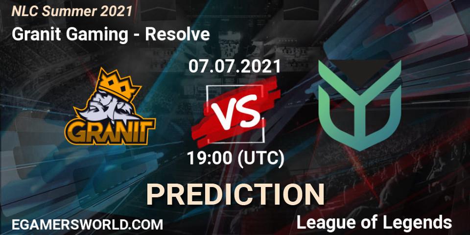 Granit Gaming vs Resolve: Match Prediction. 07.07.2021 at 19:00, LoL, NLC Summer 2021