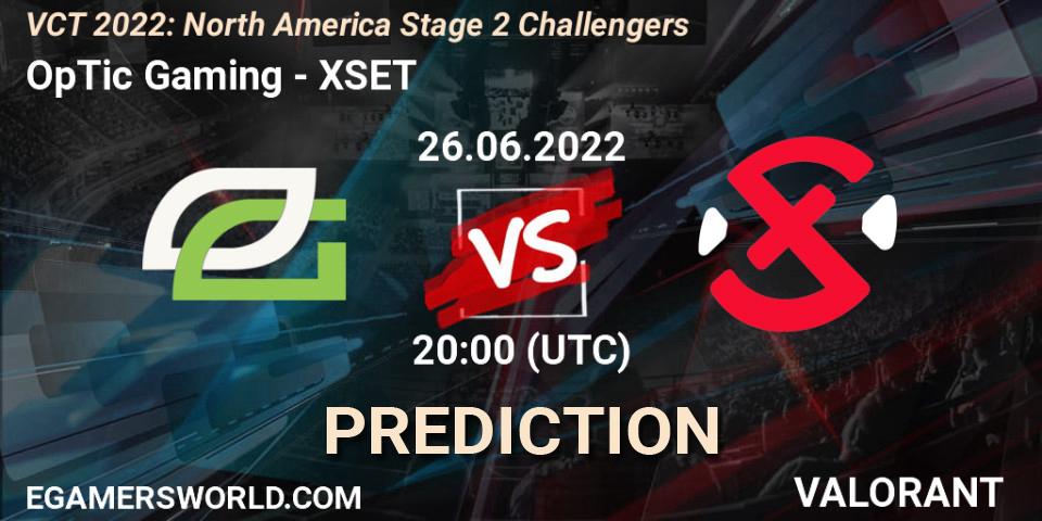OpTic Gaming vs XSET: Match Prediction. 26.06.2022 at 20:00, VALORANT, VCT 2022: North America Stage 2 Challengers