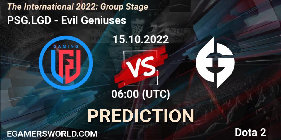 PSG.LGD vs Evil Geniuses: Match Prediction. 15.10.22, Dota 2, The International 2022: Group Stage