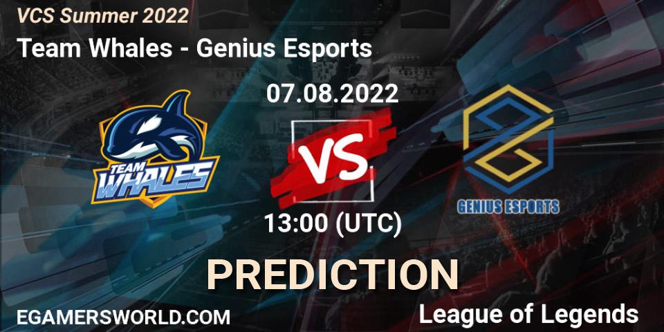 Team Whales vs Genius Esports: Match Prediction. 07.08.2022 at 13:00, LoL, VCS Summer 2022