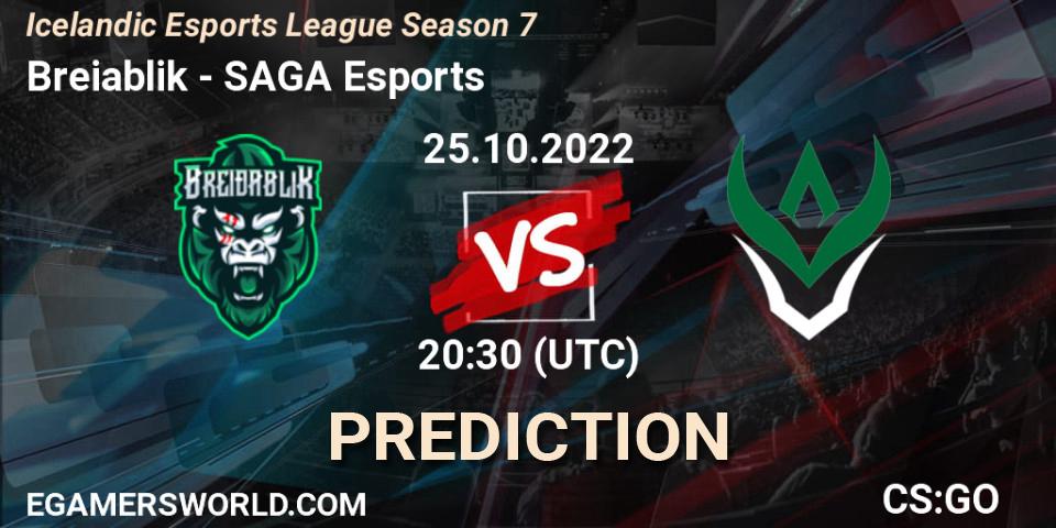 Breiðablik vs SAGA Esports: Match Prediction. 25.10.2022 at 20:30, Counter-Strike (CS2), Icelandic Esports League Season 7