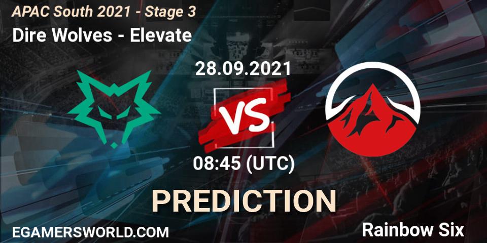 Dire Wolves vs Elevate: Match Prediction. 28.09.2021 at 08:45, Rainbow Six, APAC South 2021 - Stage 3