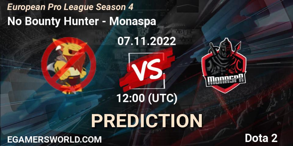 No Bounty Hunter vs Monaspa: Match Prediction. 07.11.2022 at 13:30, Dota 2, European Pro League Season 4