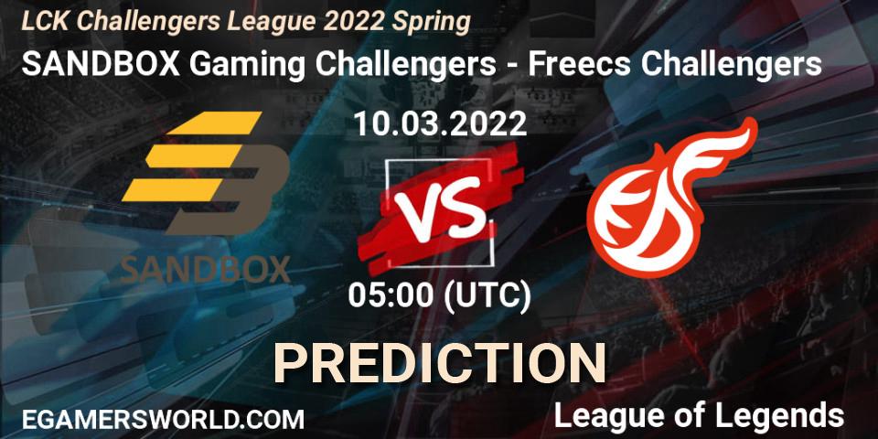 SANDBOX Gaming Challengers vs Freecs Challengers: Match Prediction. 10.03.2022 at 05:00, LoL, LCK Challengers League 2022 Spring