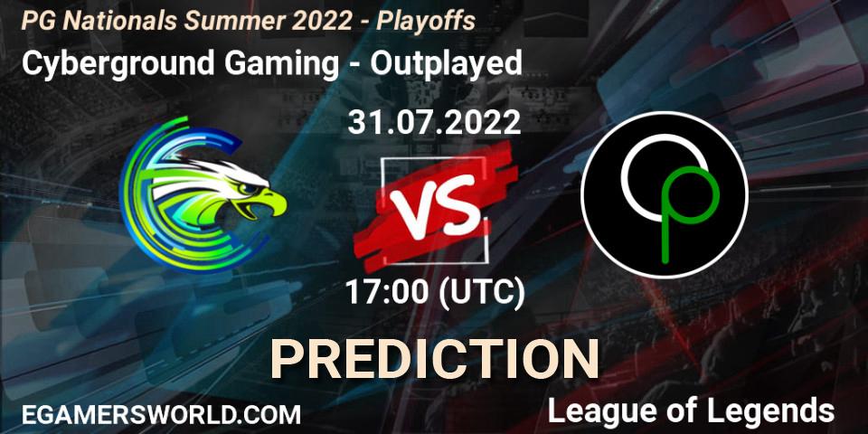 Cyberground Gaming vs Outplayed: Match Prediction. 31.07.2022 at 17:00, LoL, PG Nationals Summer 2022 - Playoffs