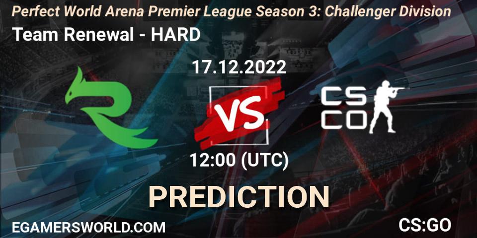 Team Renewal vs HARD: Match Prediction. 17.12.22, CS2 (CS:GO), Perfect World Arena Premier League Season 3: Challenger Division