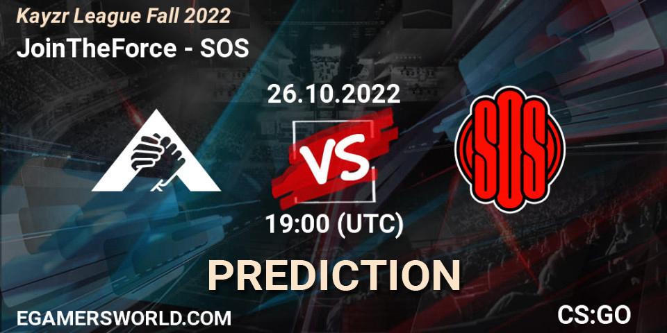 JoinTheForce vs SOS: Match Prediction. 26.10.2022 at 19:00, Counter-Strike (CS2), Kayzr League Fall 2022