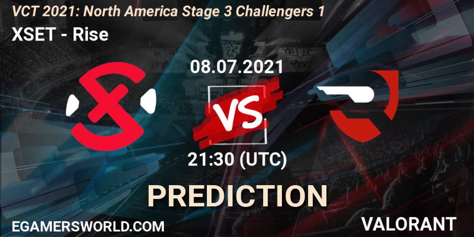 XSET vs Rise: Match Prediction. 08.07.2021 at 23:15, VALORANT, VCT 2021: North America Stage 3 Challengers 1