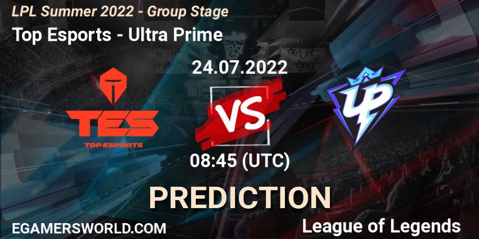 Top Esports vs Ultra Prime: Match Prediction. 24.07.22, LoL, LPL Summer 2022 - Group Stage