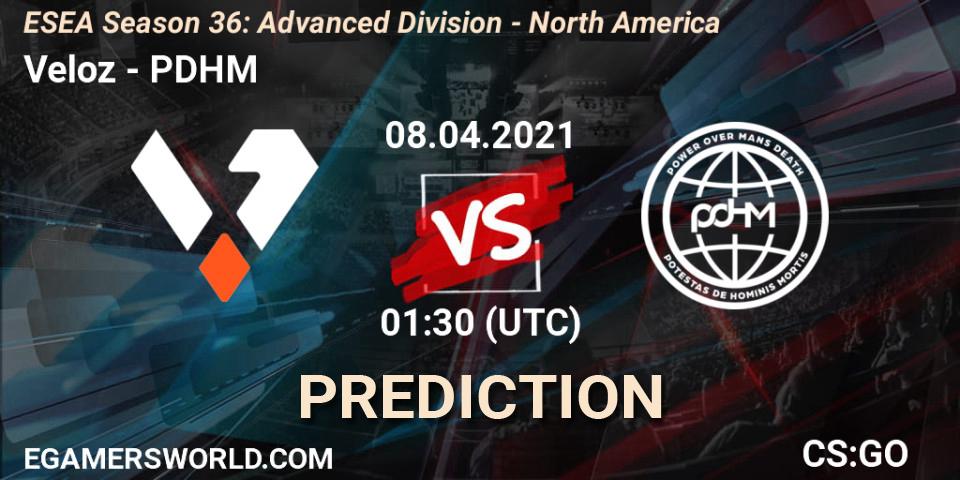 Veloz vs PDHM: Match Prediction. 08.04.2021 at 01:30, Counter-Strike (CS2), ESEA Season 36: Advanced Division - North America